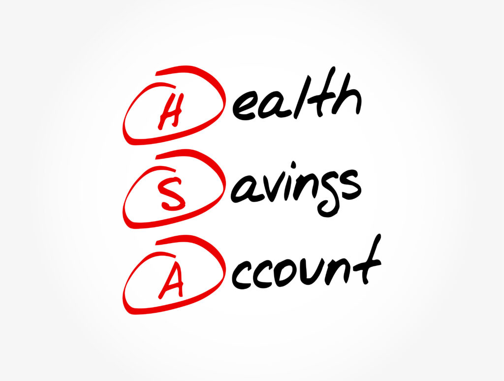 HSA – Health Savings Account acronym, medical concept background HSA